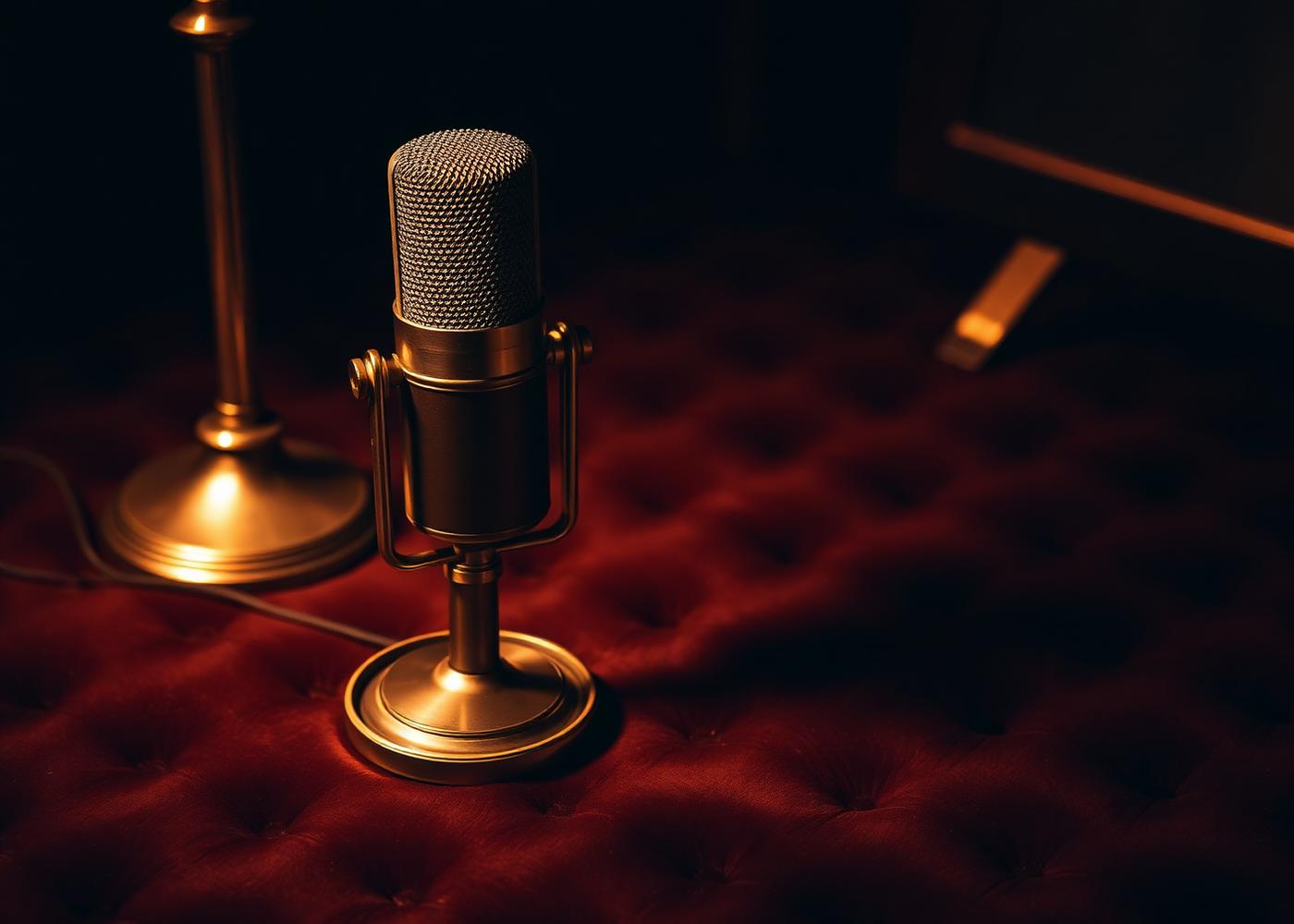 Vintage microphone in warm light